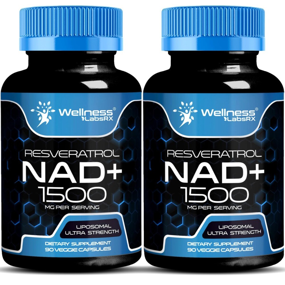 WELLNESS LABSRX NAD Supplement, 1500mg - Liposomal NAD+ Supplement with Resveratrol, NAD Plus Boosting - Support Cellular Health, Stamina & Healthy Aging - Ultra Strength Capsules, USA Made - 2 Pack