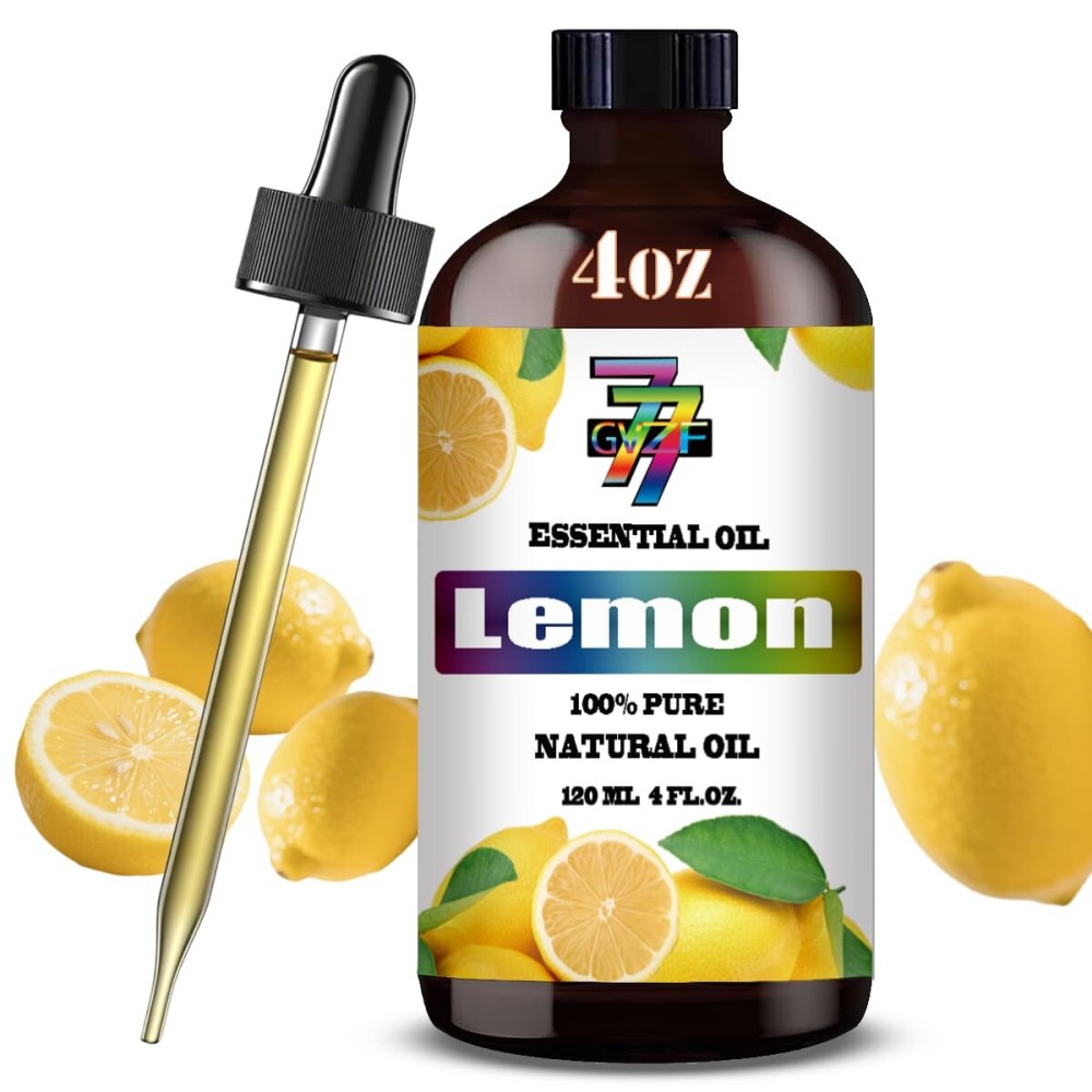 Lemon Essential Oil (4 oz/120 ml) - Lemon Oils for Aromatherapy, diffusers, humidifiers, Home fragrances, DIY Skincare, soap Making, DIY Candle, Relaxation, Yoga, and Meditation
