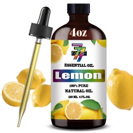 Lemon Essential Oil (4 oz/120 ml) - Lemon Oils for Aromatherapy, diffusers, humidifiers, Home fragrances, DIY Skincare, soap Making, DIY Candle, Relaxation, Yoga, and Meditation