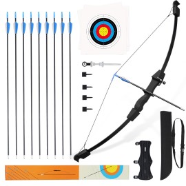 Procener 40 Bow and 28 Arrow Set for Kids, Archery Beginner Gift with 9 Arrows 2 Target Face, 1 Arm Guard and 1 Quiver, 18 Lb Recurve Bow Kit for Teen Outdoor Sports Game Hunting Toy (Blue)