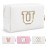 Small Personalized Initial A-Z Preppy Patch Makeup Bag,White PU Chenille Letter Travel Cosmetic Pouch with Zipper,Cute Toiletry Bag,Gift Ideal for Teen Girls Women Teacher Bridesmaid,Letter U