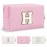 Personalized Initial A-Z Preppy Patch Makeup Bag,Small PU Chenille Letter Cosmetic Bag with Zipper for Teen Girls,Pink Cute Toiletry Organizer Bag,Monogram Makeup Case Gift for Women Girls,Letter H