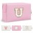Personalized Initial A-Z Preppy Patch Makeup Bag,Small PU Chenille Letter Cosmetic Bag with Zipper for Teen Girls,Pink Cute Toiletry Organizer Bag,Monogram Makeup Case Gift for Women Girls,Letter U