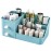 POFUOT skin care organizer,Makeup Desk Organizer With Drawers,Countertop Organizer for Cosmetics,Vanity brush with Holder for Lipstick, Brushes, Eyeshadow, and Desktop (polar blue)