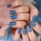 ELEVENAIL Press On Nails Lake Blue Glitter False Nail Art Tips Jeans Blue Salon Nails Women Girls DIY Gel Manicure Reusable Acrylic Short Squoval Stick On Fake Nails for Daily Office Home Party