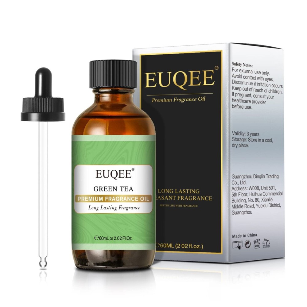 EUQEE Green Tea Fragrance Oils, 2.02 Fl oz/ 60ml Essential Oils for Diffuser, Candle Making, DIY Soap with Glass Dropper