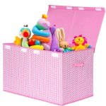 Mayniu Extra Large Toy Box Chest with Dividers, 120L Sturdy Toy Storage Organizer Bin Boxes Basket for Kids, Boys, Girls, Living Room, Nursery, Bedroom, Playroom (26x17 x17, Pink)