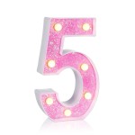 Foaky Pink Light up LettersPink Party Decorations,Girls Room Decor,Glitter Marquee Numbers,Alphabet Letter Sign for Night Light Birthday Party Girls Gifts, Home Bar Decoration (5)