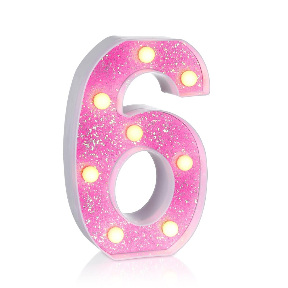 Foaky Pink Light up LettersPink Party Decorations,Girls Room Decor,Glitter Marquee Numbers,Alphabet Letter Sign for Night Light Birthday Party Girls Gifts, Home Bar Decoration (6)