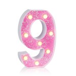 Foaky Pink Light up LettersPink Party Decorations,Girls Room Decor,Glitter Marquee Numbers,Alphabet Letter Sign for Night Light Birthday Party Girls Gifts, Home Bar Decoration (9)