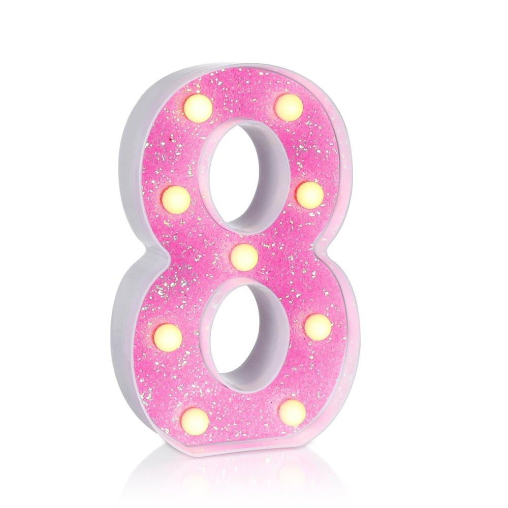Foaky Pink Light up LettersPink Party Decorations,Girls Room Decor,Glitter Marquee Numbers,Alphabet Letter Sign for Night Light Birthday Party Girls Gifts, Home Bar Decoration (8)