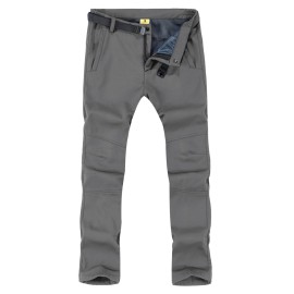 TBMPOY Men\'s Snow Ski Hiking Pants Waterproof Winter Fleece Lined Pants Camping Skiing Ice Fishing Pants with Belt 01 Thick Steel Grey M