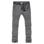 TBMPOY Men\'s Snow Ski Hiking Pants Waterproof Winter Fleece Lined Pants Camping Skiing Ice Fishing Pants with Belt 01 Thick Steel Grey XXL