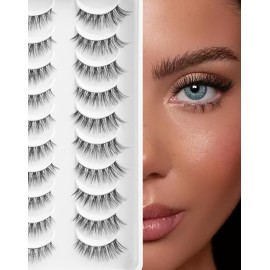 Fake Eyelashes Natural Lashes False Lashes Pack Fake Lashes Mink Lashes Fluffy Natural Eyelashes 10 Pairs 14mm White Rose