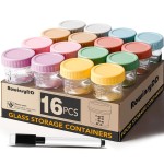 RowinsyDD 16 Pack Glass Baby Food Storage Containers, 4 oz Leakproof Baby Food Jars with Lids, Small Glass Food Containers for Infant Baby, Freezer & Microwave Safe, BPA Free