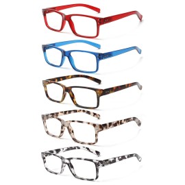 NORPERWIS Reading Glasses 5 Pairs Quality Readers Spring Hinge Glasses for Reading for Men and Women (5 Pack Mix Color -4, 4.00)