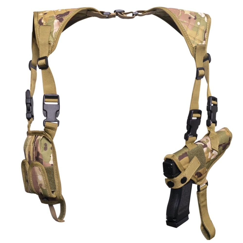POYOLEE Shoulder Holster for Pistols, Adjustable Vertical Gun Holster with Double Magazine Pouch, Universal Concealed Carry Holster Fits Compact to Large Handguns (CP Camouflage)