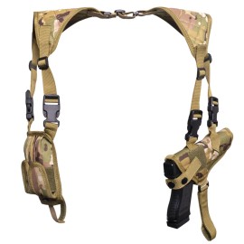 POYOLEE Shoulder Holster for Pistols, Adjustable Vertical Gun Holster with Double Magazine Pouch, Universal Concealed Carry Holster Fits Compact to Large Handguns (CP Camouflage)