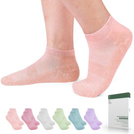 Bulinlulu Diabetic Socks for Women Men-6 Pairs Bamboo Viscose Non Binding Diabetic Ankle Low Cut Sock Size 6-9 9-11Pure-Small