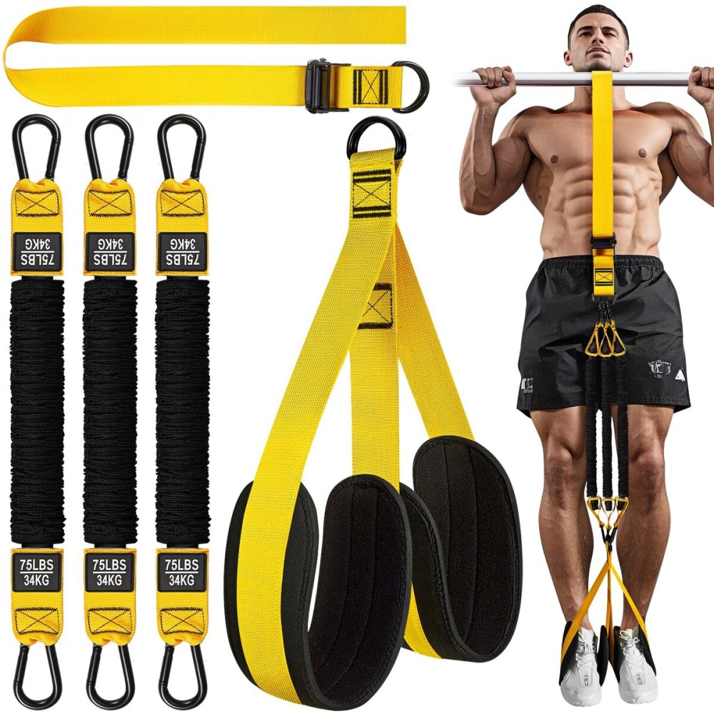 HPYGN Pull Up Assistance Bands, Heavy Duty Pull Up Resistance Bands with Fabric Feet/Knee Rest, Adjustable Chin Up Assistance Band for Workout, Body Training, Weightlifting