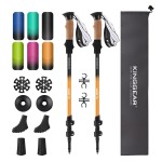 KINGGEAR Nordic Walking Stick, TP1 Hiking Poles Retractable Lightweight 7075 Aluminum, Trekking Poles with Flip Lock, Natural Cork and EVA Grip, 2pc Hiking Gear