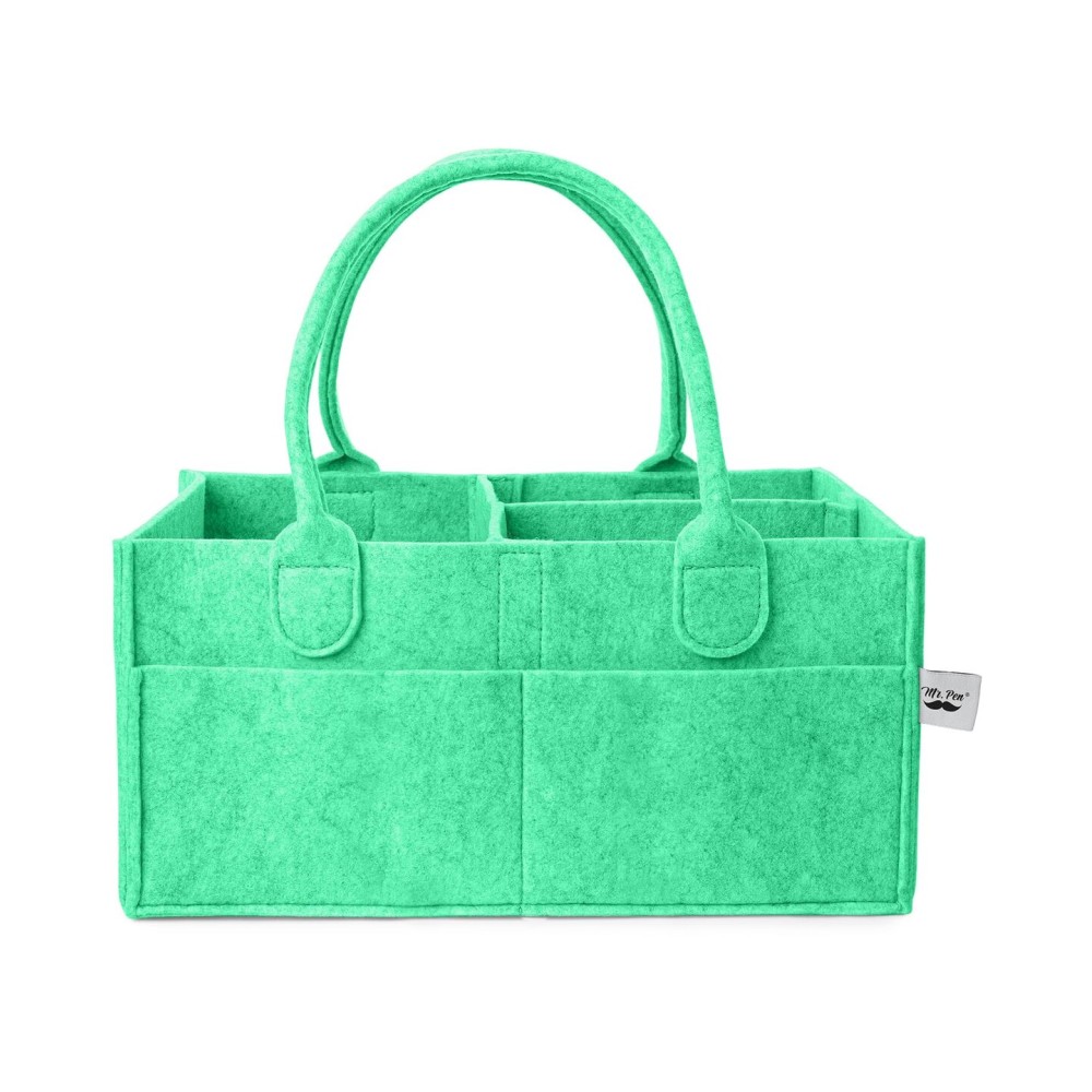 Mr. Pen- Baby Diaper Caddy Organizer, 1 Pack, Green, Baby Caddy Organizer with Handle, Compact Size, Collapsible & Portable