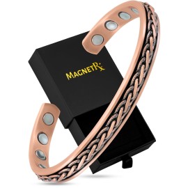 MagnetRX Copper Magnetic Bracelets - Effective Pure Copper Bracelet for Men and Women - Copper Cuff Adjustable Magnetic Bracelet Bangles (Woven Inlay)