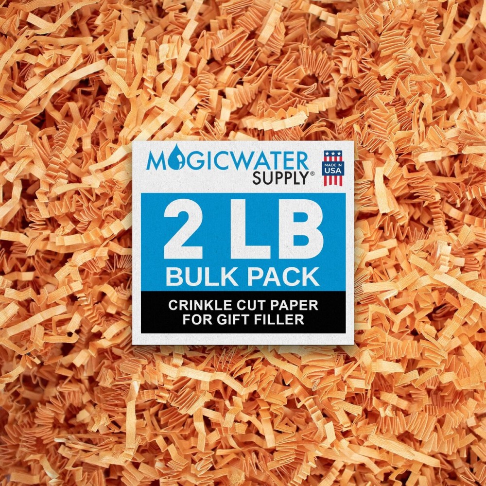 MagicWater Crinkle Cut Paper for Gift Baskets - 2LB - Yellow Orange - Perfect for Shredded Paper Filler, Basket Filler, Gift Boxes, Bridesmaid Gifts, Christmas Stuffers & More - Ideal for All Occasions