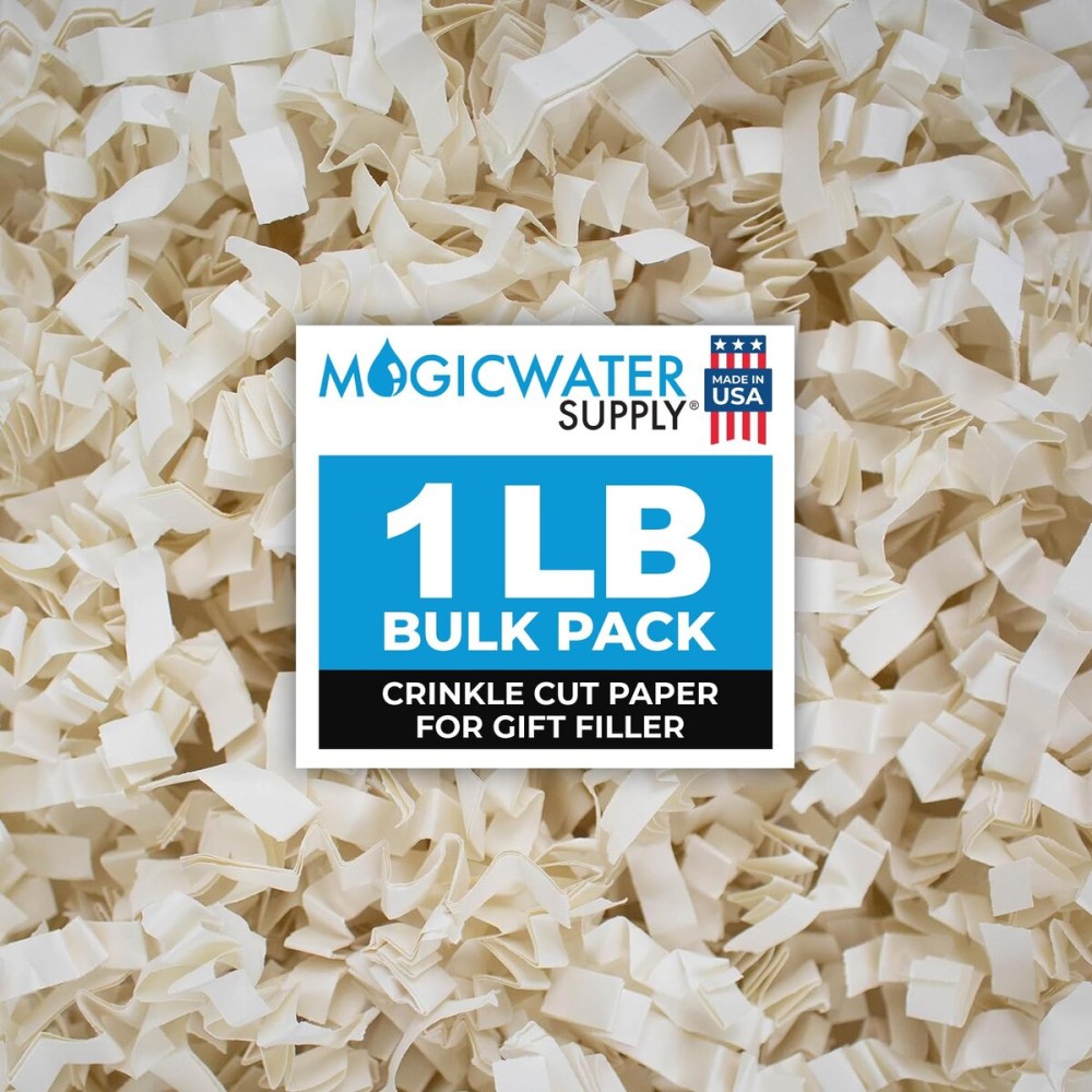 MagicWater Supply Crinkle Cut Paper Shred Filler-1LB Monster Ivory-Decorative & Protective Packaging for Bridesmaid Gifts & Bridesmaid Proposal Gifts Holiday Stuffers Birthdays Wedding & Anniversaries