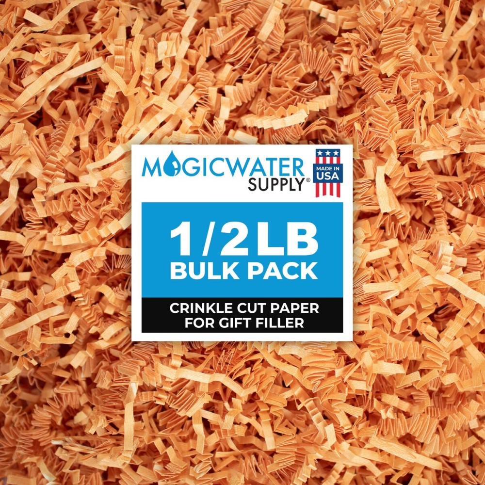 MagicWater Crinkle Cut Paper for Gift Baskets - 1/2 LB - Yellow Orange - Perfect for Shredded Paper Filler, Basket Filler, Gift Boxes, Bridesmaid Gifts, Christmas Stuffers - Ideal for All Occasions