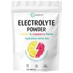 Micro Ingredients Electrolyte Powder, 2 lbs (139 Servings) | Lemon Raspberry Flavor | High Potassium (1,000mg) + Coconut Water & Real Lemon Juice | No Sugar, Keto Friendly | Non-GMO