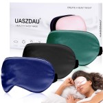 Sleep Mask Silk Eye Mask for Sleeping, Super Soft Blackout Eye Mask for Women Men, Side Sleeper Covers for Sleeping with Adjustable Straps, Travel Sleep Mask, 3 Pack