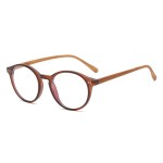Gleyemor Blue Light Glasses for Men Women, Vintage Round Bluelight Blocking Computer Screen Protection Glasses (Brown Frame & Wood-grain Leg)