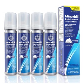 Minoxidil Topical Aerosol Foam, 5%, Hair Regrowth 4 Months Treatment for Men, 2.11 oz (4 Pack)