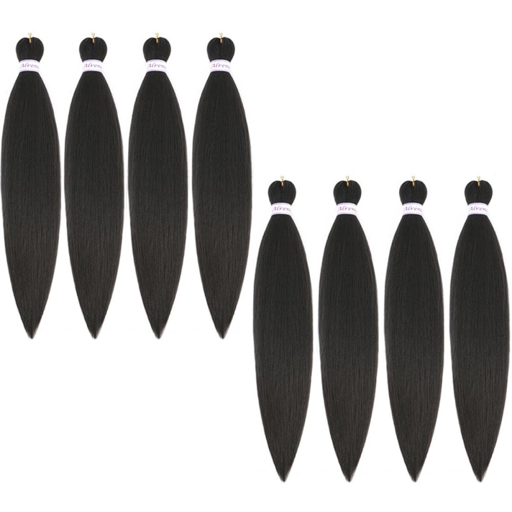 Alrence Pre Stretched Braiding Hair Long Braid 20 Inch 8 Packs Professional Braiding Hair Extensions Synthetic Crochet Twist Braids (20 Inch, 4)