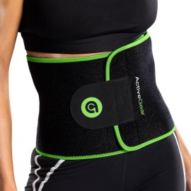 ActiveGear Waist Trainer for Women & Men - Sweat Band Waist Trimmer Belt for a Toned Look - Reinforced Trim and Double Hook & Loop Fasteners (Mint Hem, Medium: 8 x 42)