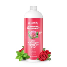 Locsanity Rosewater and Peppermint Daily Moisturizing Spray - Jumbo Size Hydrating Dreadlock Spray to Nourish the Scalp and Protect Hair From Oil and Buildup (32oz)