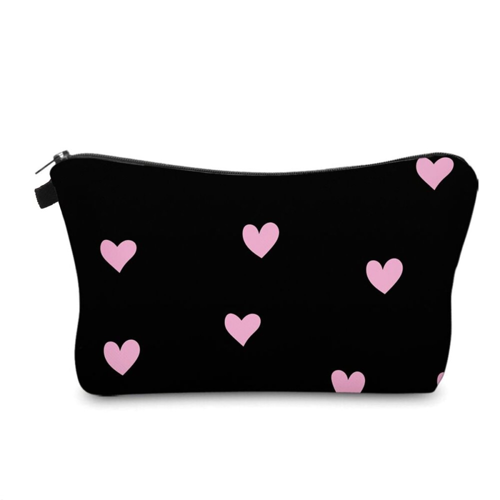 Aiphamy Cute Travel Makeup Bag Cosmetic Bag Small Pouch Gift for Women (Pink Heart)