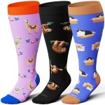 LEVSOX Wide Calf Compression Socks for Women Men Plus Size 15-20 mmHg Extra Large Knee High Support Sock for Nurses Pregnant Travel