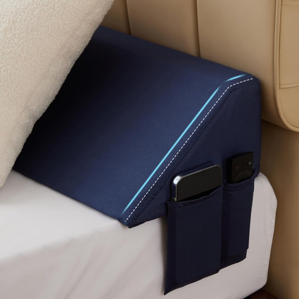 Bedluxe King Wedge Pillow Headboard (76x10x6), Bed Wedge Pillow for Headboard, Foam Headboard Pillow, Bed Gap Filler King - Fill The Gap (0-7), Mattress Gap Filler (Navy)