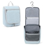 Della Gao Travel Toiletry Bag, Hanging Toiletry Bag for Men and Women, Water-resistant Makeup Bag Cosmetic Toiletries Organizer, Bathroom Bag, Sturdy Nylon, Light Blue