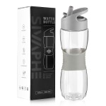 Sivaphe Clear Water Bottle with Straw 18 oz Portable Tritan Transparent Sports Drinking Bottle for School Girls Boys Grey