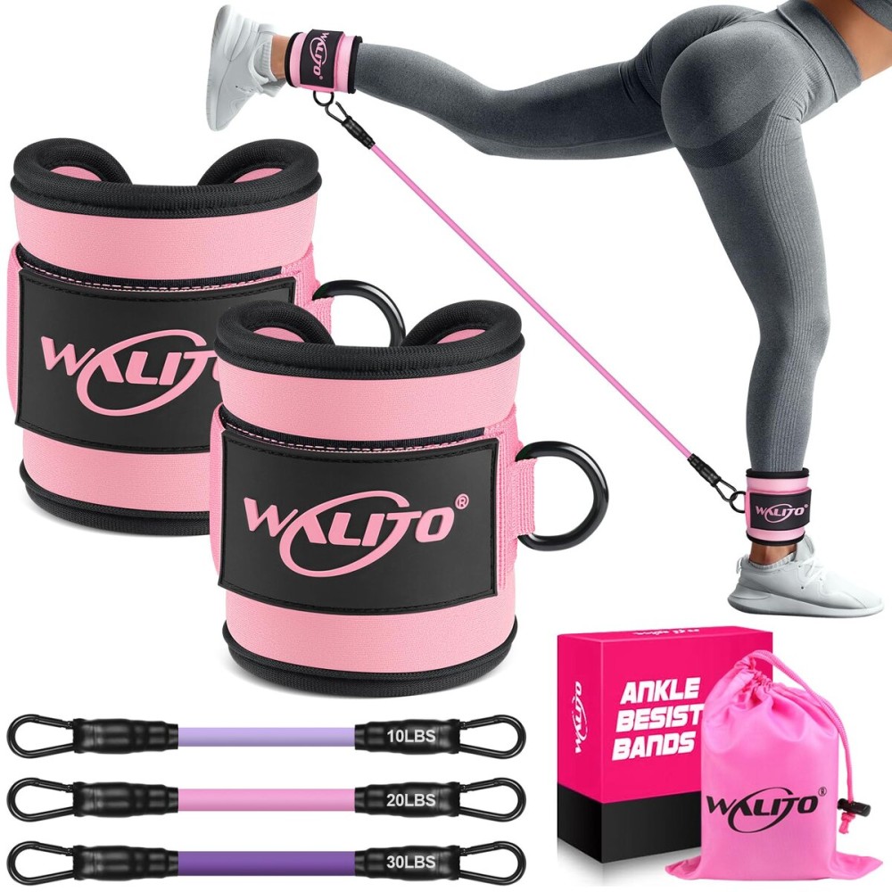 WALITO Ankle Resistance Bands with Cuffs, Ankle Bands for Working Out, Ankle Straps for Women, Exercise Bands for Legs and Butt, Booty Workout Equipment for Kickbacks Hip Fitness Training