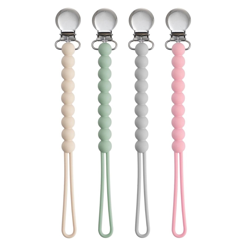 Pacifier Clips for Boys Girls - MORIBOX 4 Pack Paci Clip Soothe Baby Binky Holder for Shower Birthday Gift