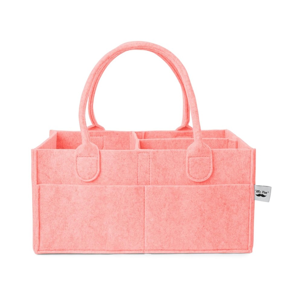 Mr. Pen- Baby Diaper Caddy Organizer, Pink, Baby Caddy Organizer with Handle, Compact Size, Collapsible & Portable