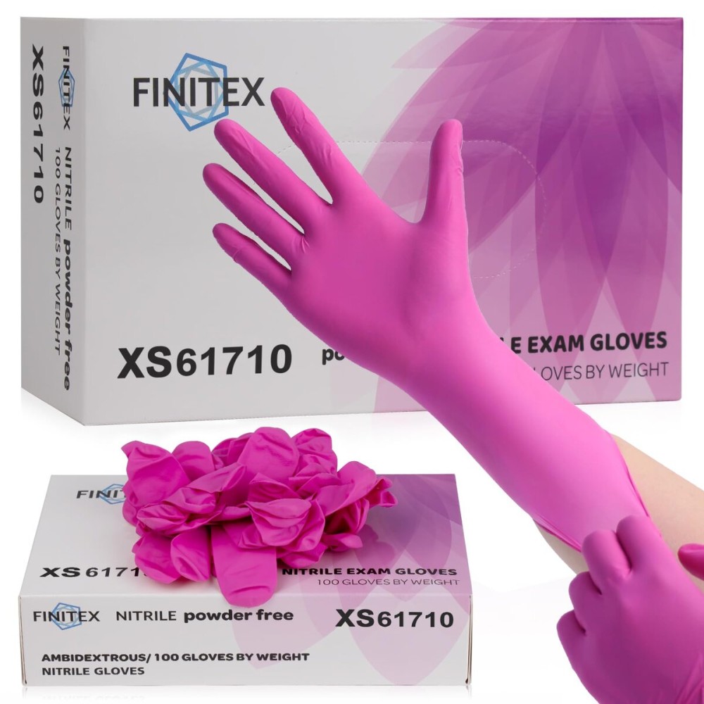 FINITEX Nitrile Disposable Latex-Free Gloves - 3.5mil 100PCS/Box Powder-Free 9inch Guantes de Nitrilo Cleaning Medical Exam Food Cooking Glove(100, X-Small)