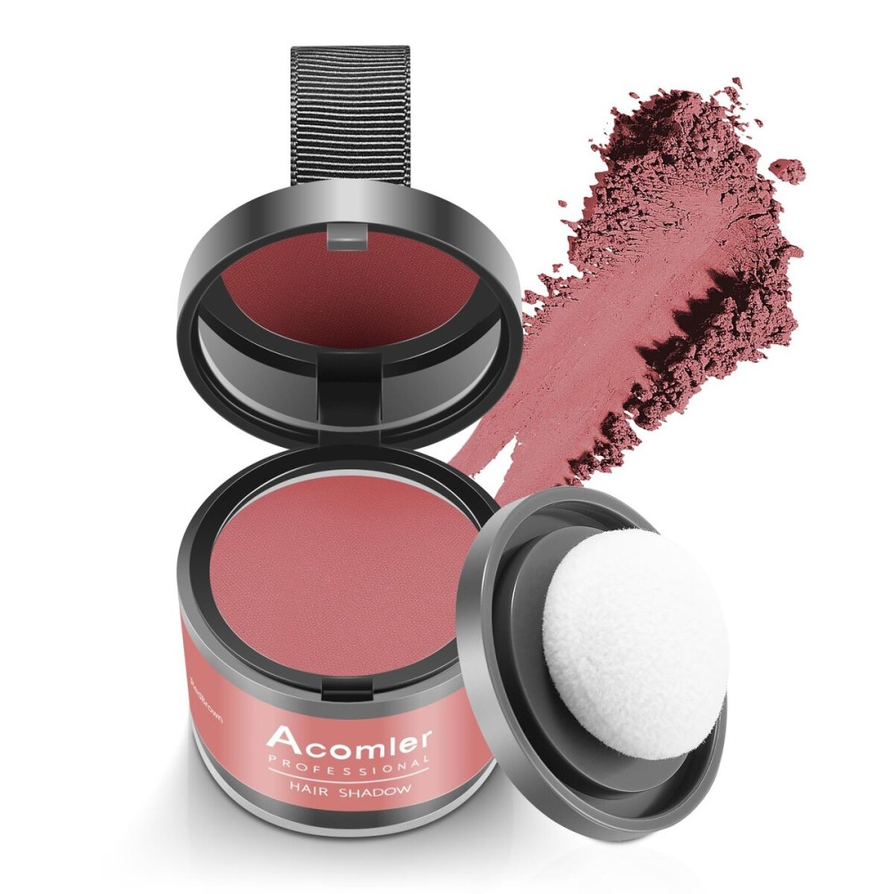 Acomler Instantly Root Touch Up Hairline Shadow Powder for Thinning Hair, Gray Hairline Cover for Women and Men with Eyebrows, Beard Line, Bald Spots (Red Brown)