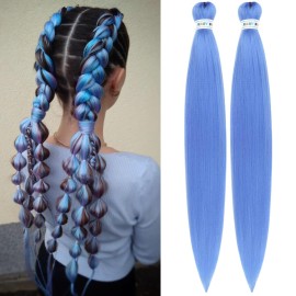 Sky Blue Braiding Hair Pre stretched 30 Inch Braiding Hair Pre stretched Braid Hair