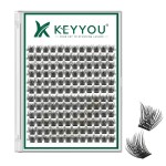 KEYYOU Lash Clusters 144pcs Individual D Curl 10mm Air Touch Cluster Lashes Super Lightweight Soft Wispy Comfortable Easy DIY at Home
