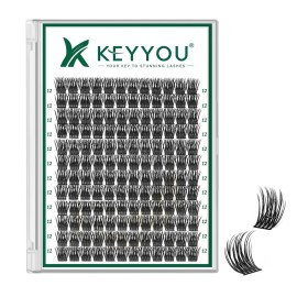 Lash Clusters 144pcs Individual Lashes D Curl 12mm Eyelash Clusters KEYYOU Air Touch Cluster Lashes Super Lightweight Soft Wispy Comfortable Easy DIY at Home(Air03-D-12mm)